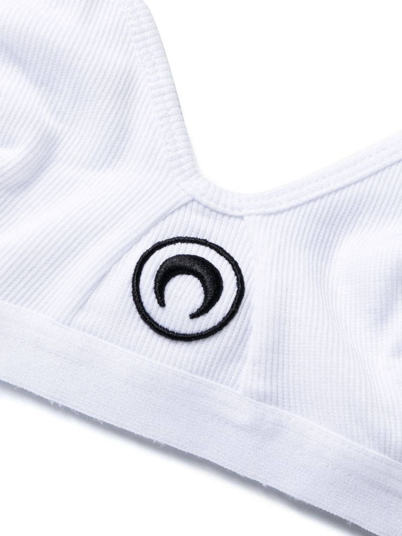 White Crescent Moon Ribbed Bra
