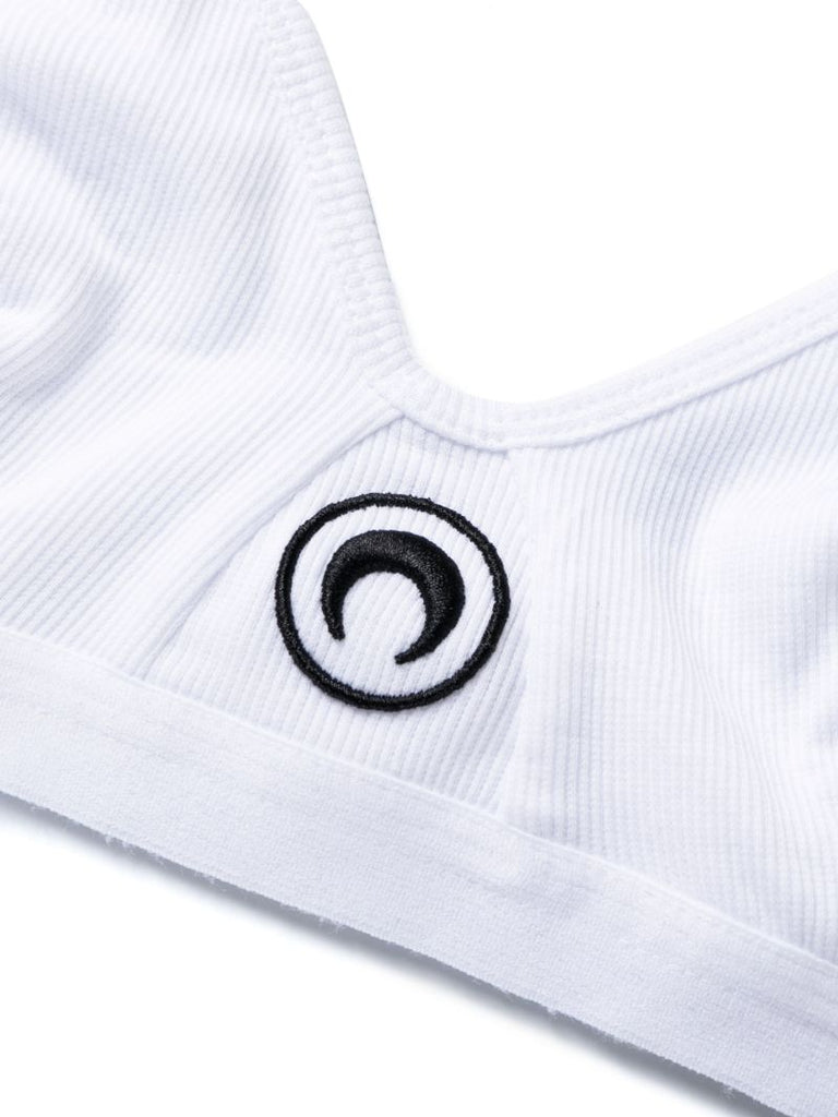 White Crescent Moon Ribbed Bra