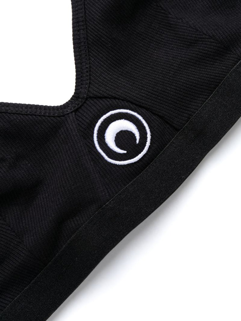 Black Crescent Moon Ribbed Bra