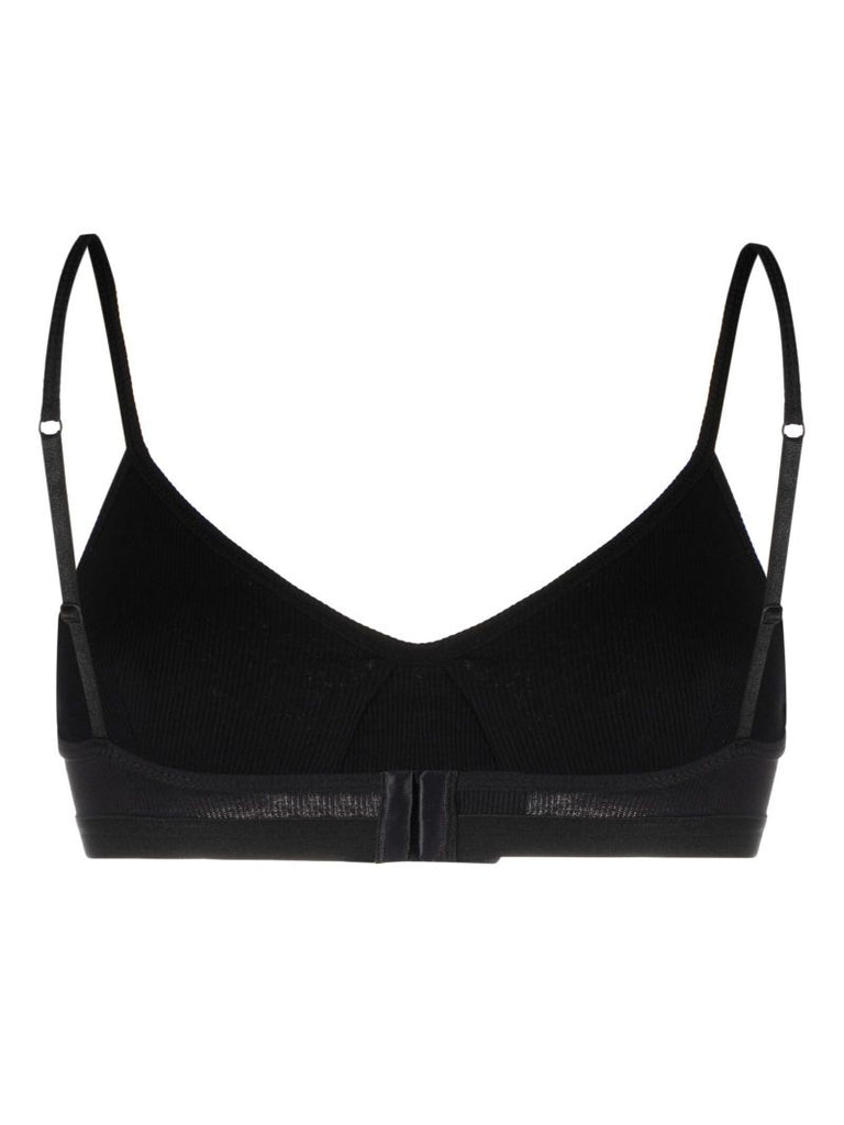 Black Crescent Moon Ribbed Bra
