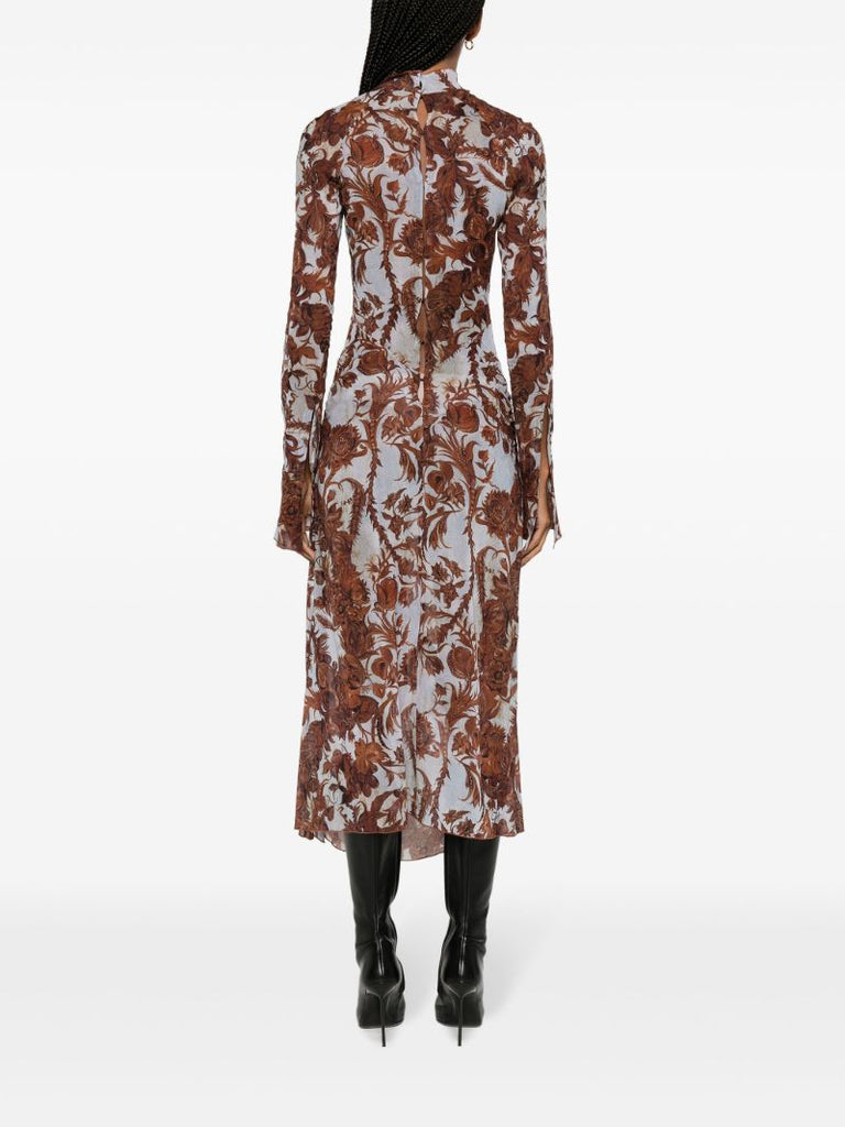 Blue Serpent Wildflower-print Midi Dress