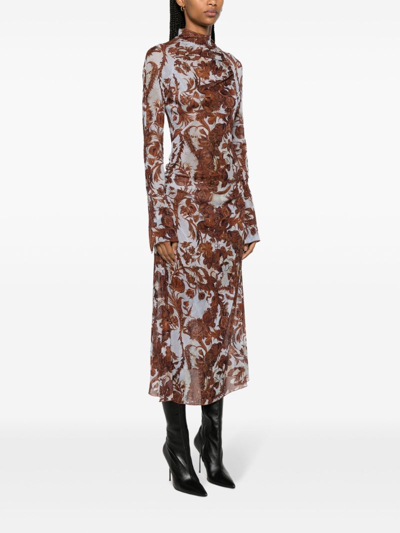 Blue Serpent Wildflower-print Midi Dress