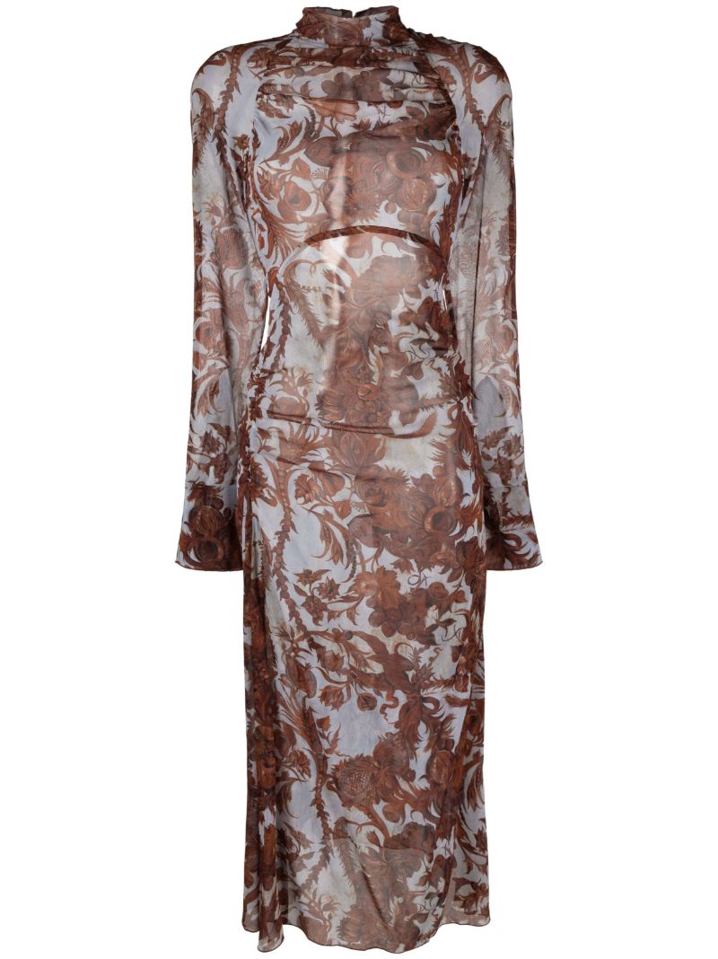 Blue Serpent Wildflower-print Midi Dress