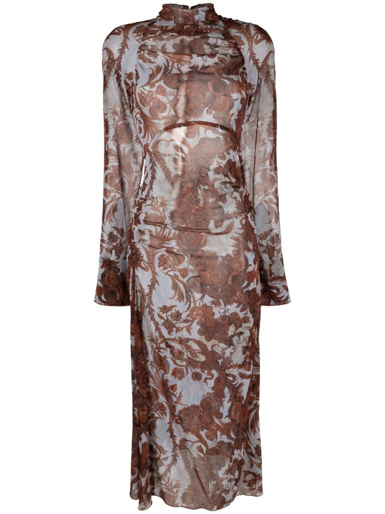 Blue Serpent Wildflower-print Midi Dress