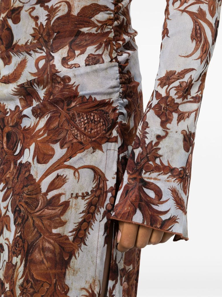Blue Serpent Wildflower-print Midi Dress