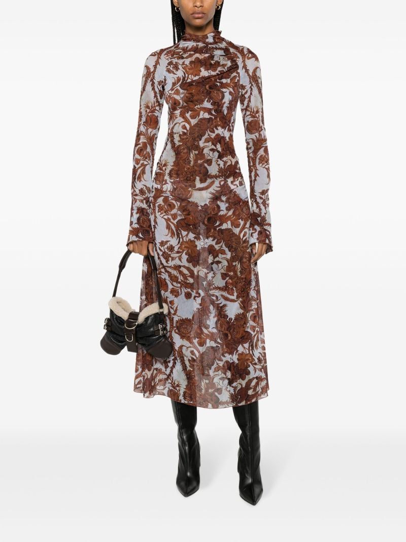 Blue Serpent Wildflower-print Midi Dress