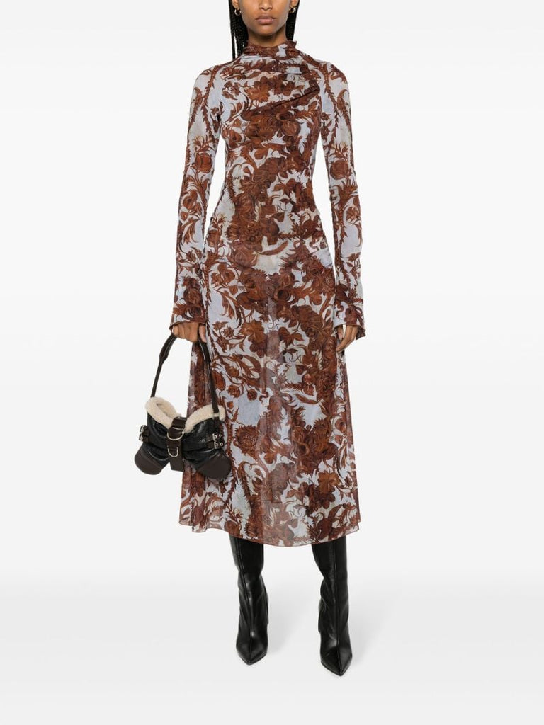 Blue Serpent Wildflower-print Midi Dress