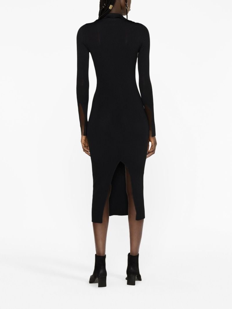 Black Cut-out Ribbed-knit Dress