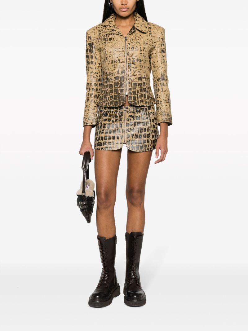 Neutral Scythe Crocodile-print Mini Skirt