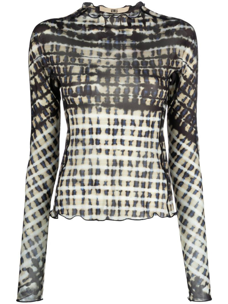 Neutral Halcyon Plaid-pattern Top