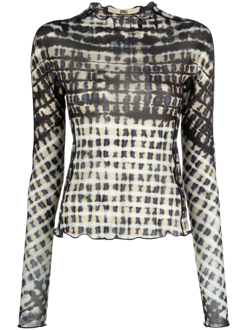 Neutral Halcyon Plaid-pattern Top