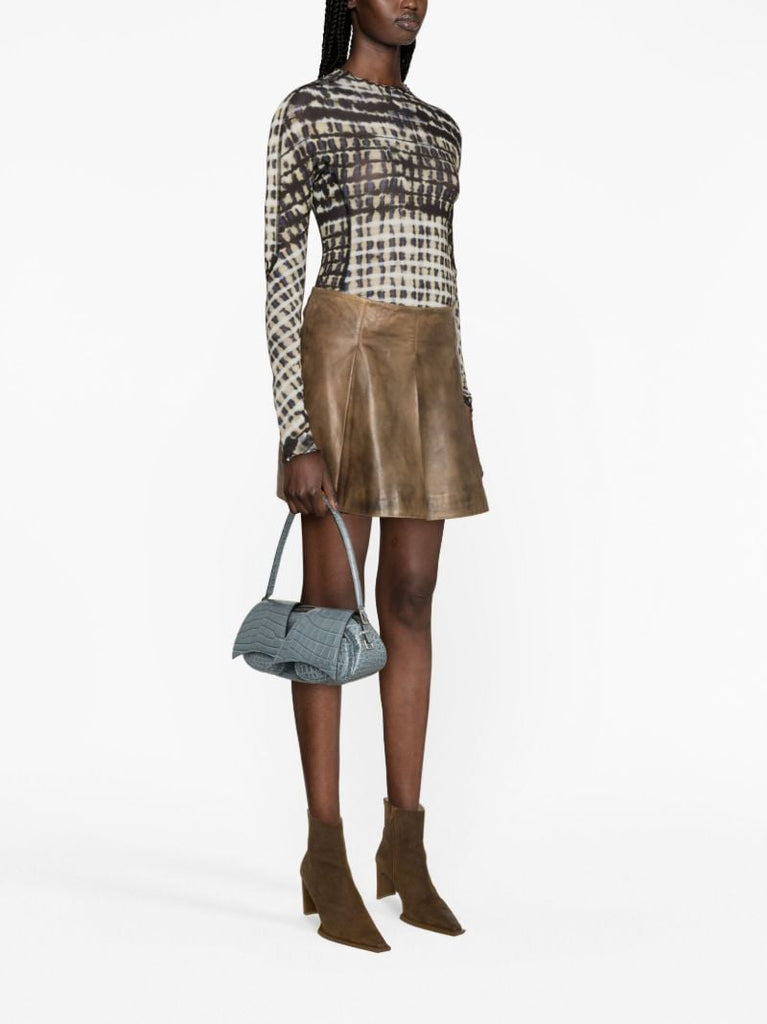 Neutral Halcyon Plaid-pattern Top