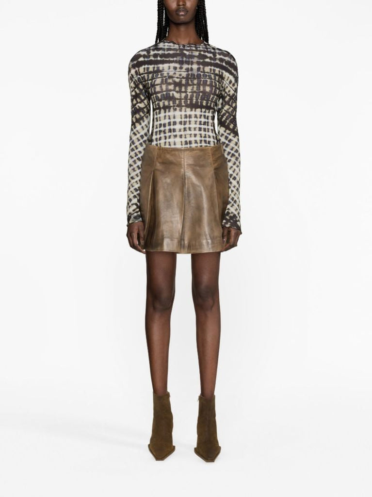 Neutral Halcyon Plaid-pattern Top