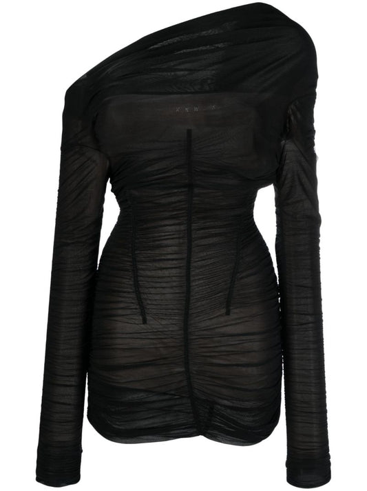 Black Ocilia Ruched Mini Dress