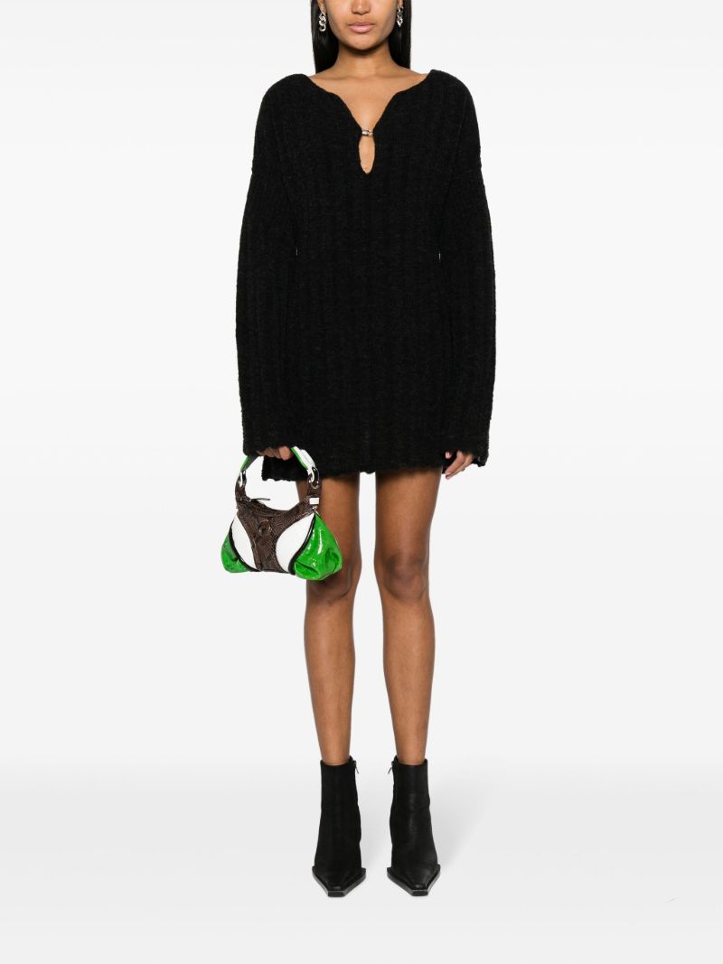 Black Cosma Ribbed-knit Dress