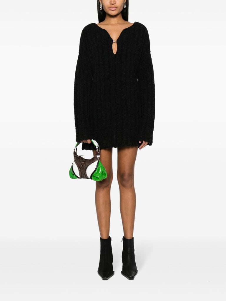Black Cosma Ribbed-knit Dress