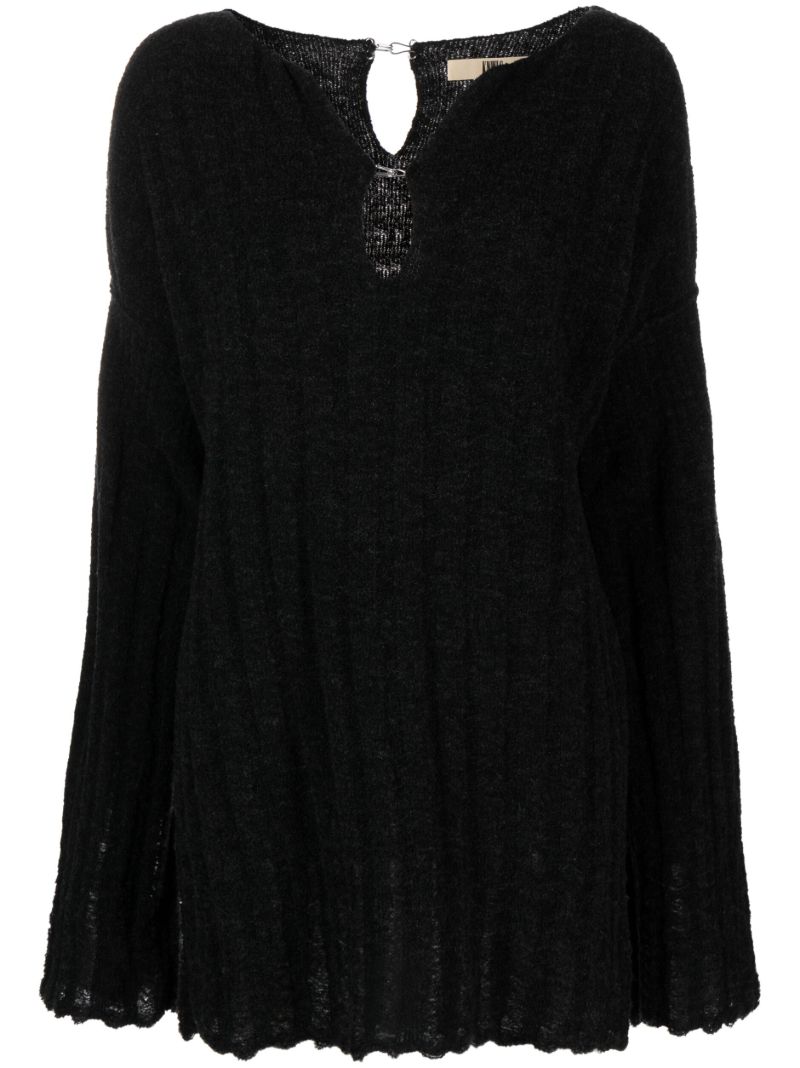 Black Cosma Ribbed-knit Dress