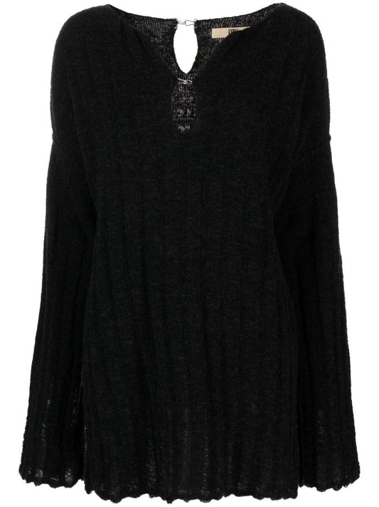 Black Cosma Ribbed-knit Dress