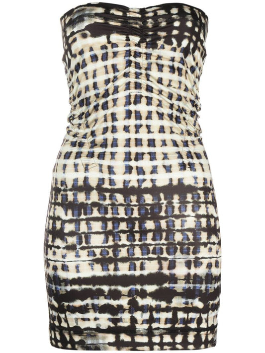 Neutral Skinn Strapless Mini Dress