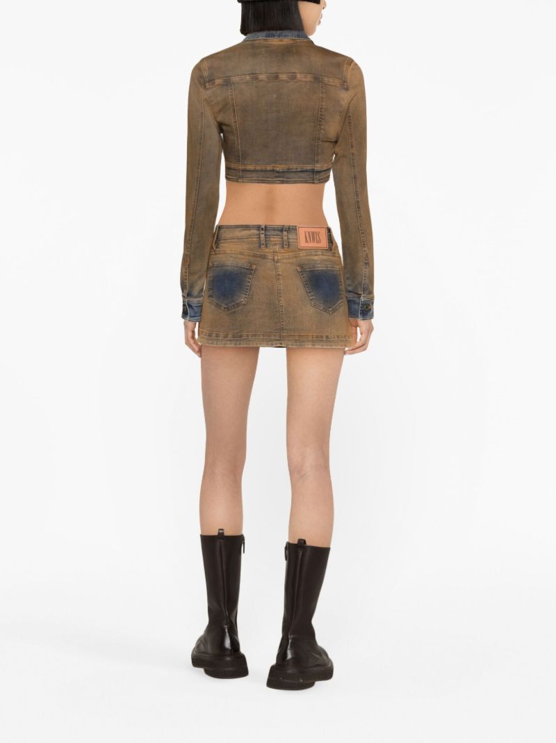 Brown Harley Cropped Denim Jacket