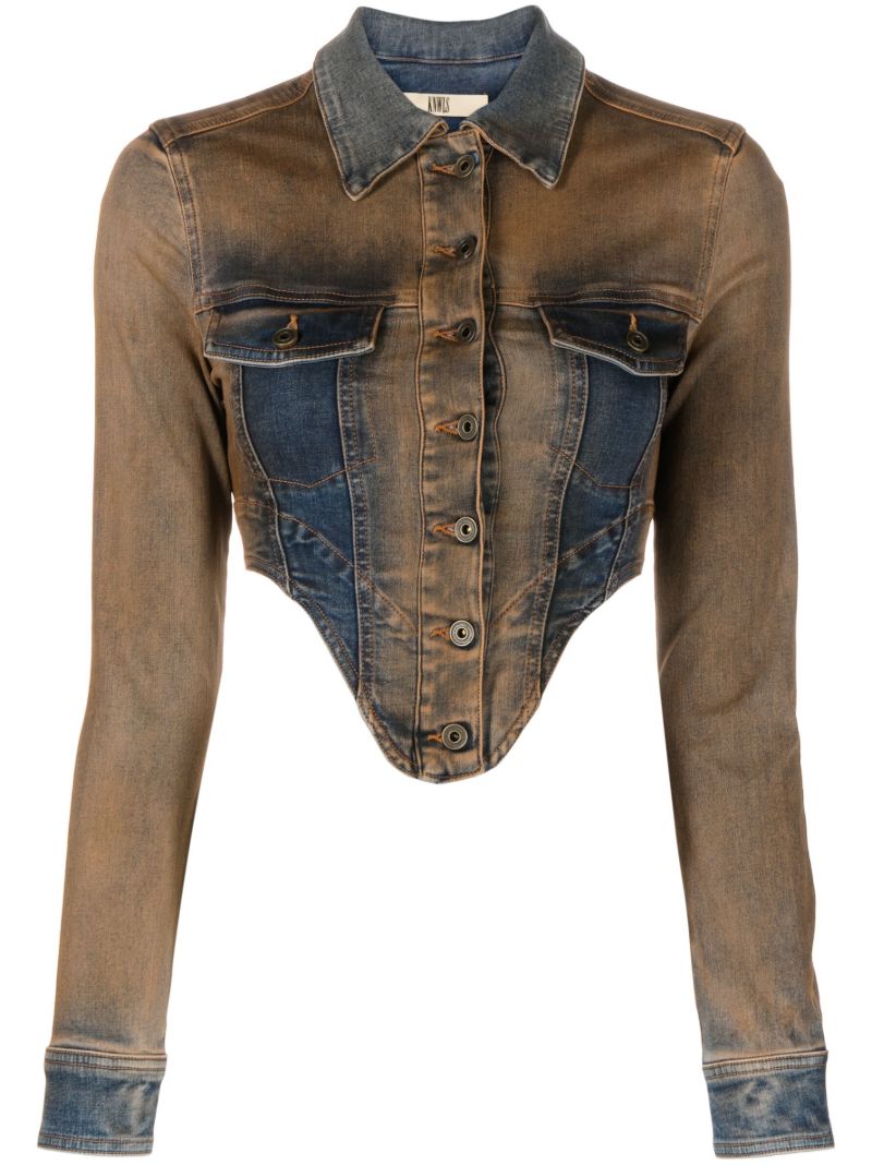Brown Harley Cropped Denim Jacket