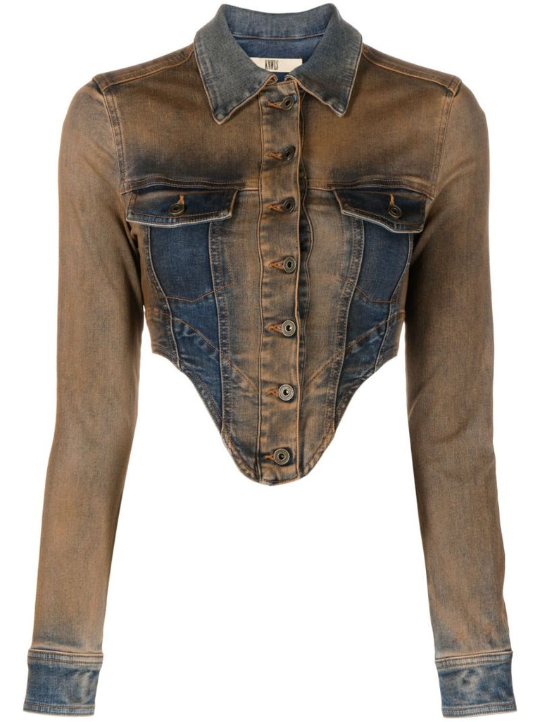 Brown Harley Cropped Denim Jacket