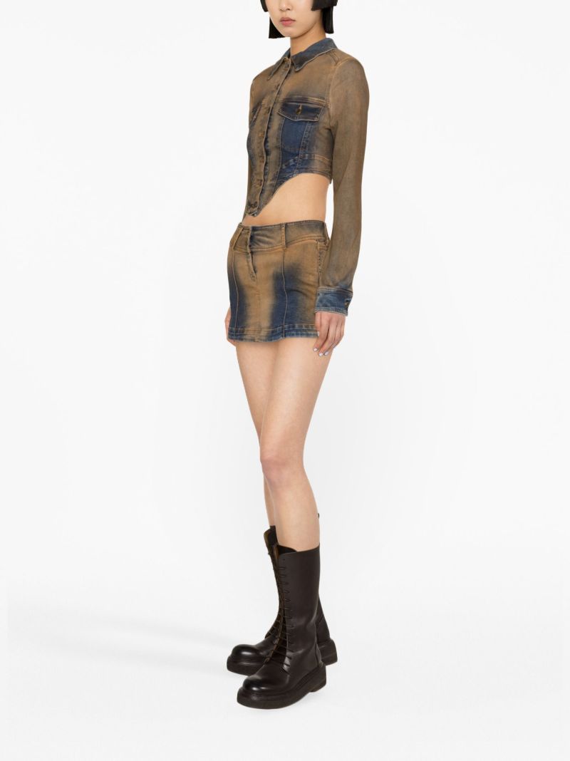 Brown Harley Cropped Denim Jacket