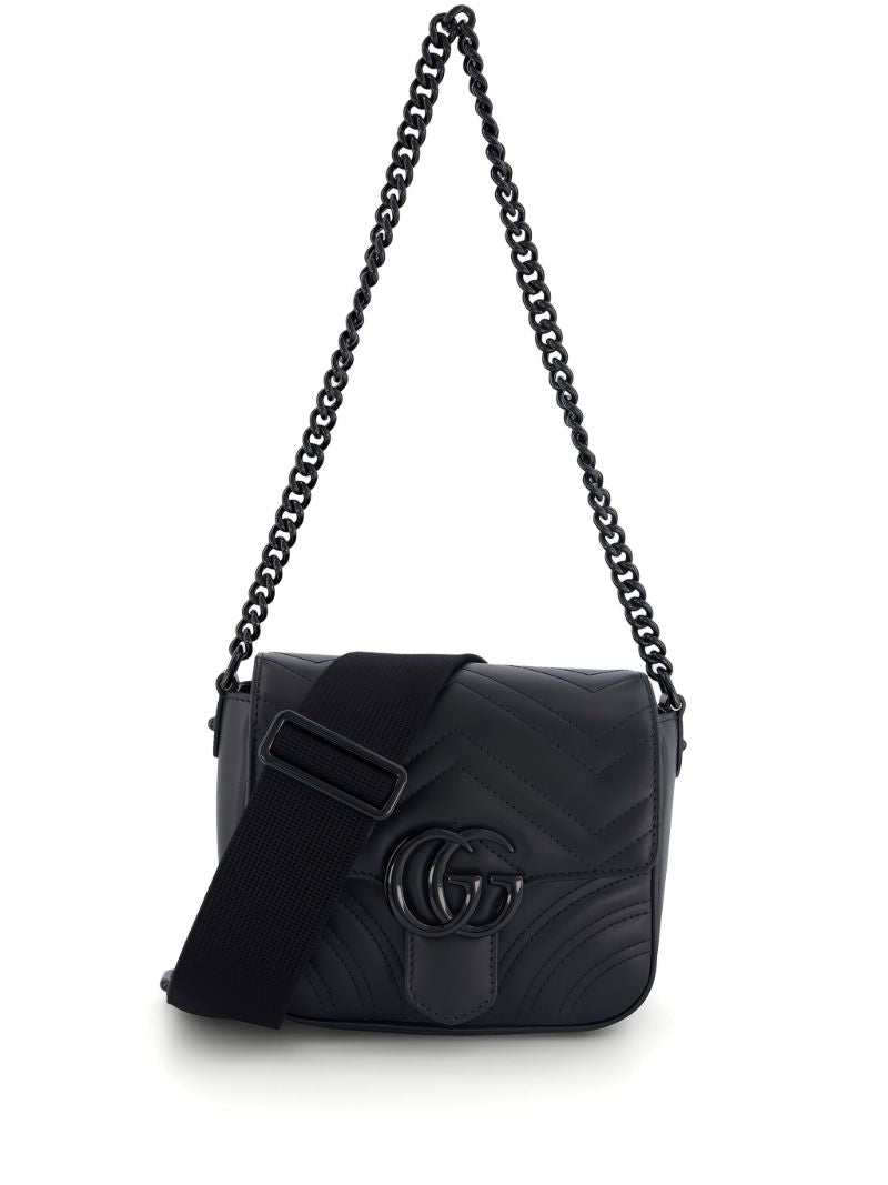 Black Gg Marmont Leather Shoulder Bag