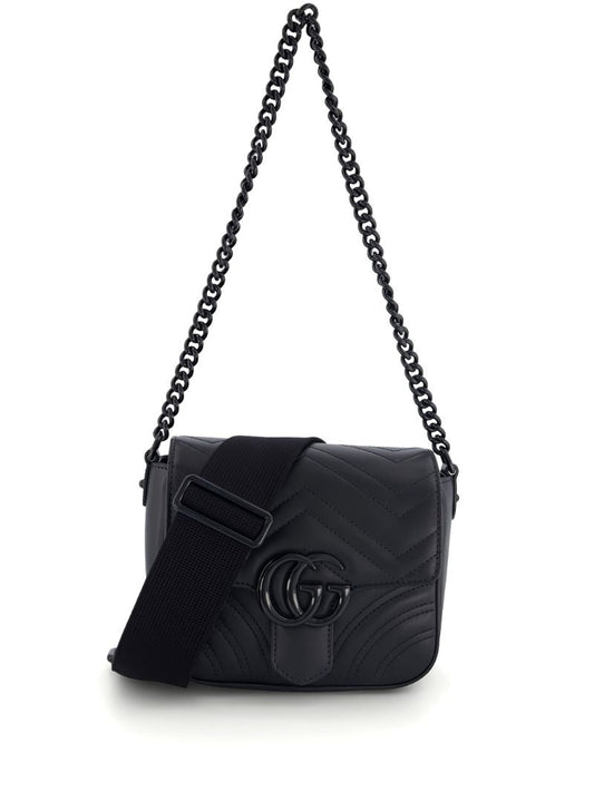 Black Gg Marmont Leather Shoulder Bag