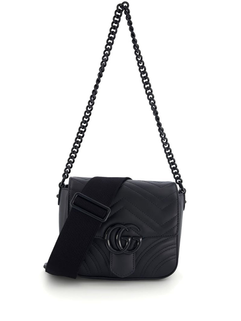 Black Gg Marmont Leather Shoulder Bag