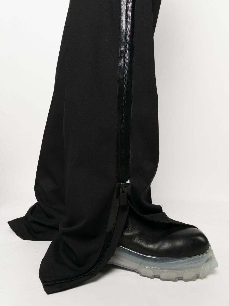 Black Wool Zip Detail Trousers