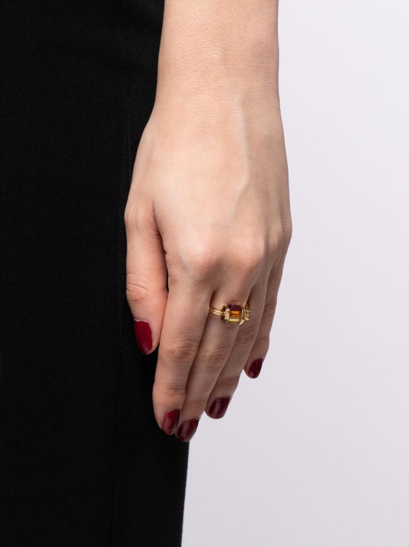 18k Yellow Gold Trundle Lock Ruby and Tourmaline Ring