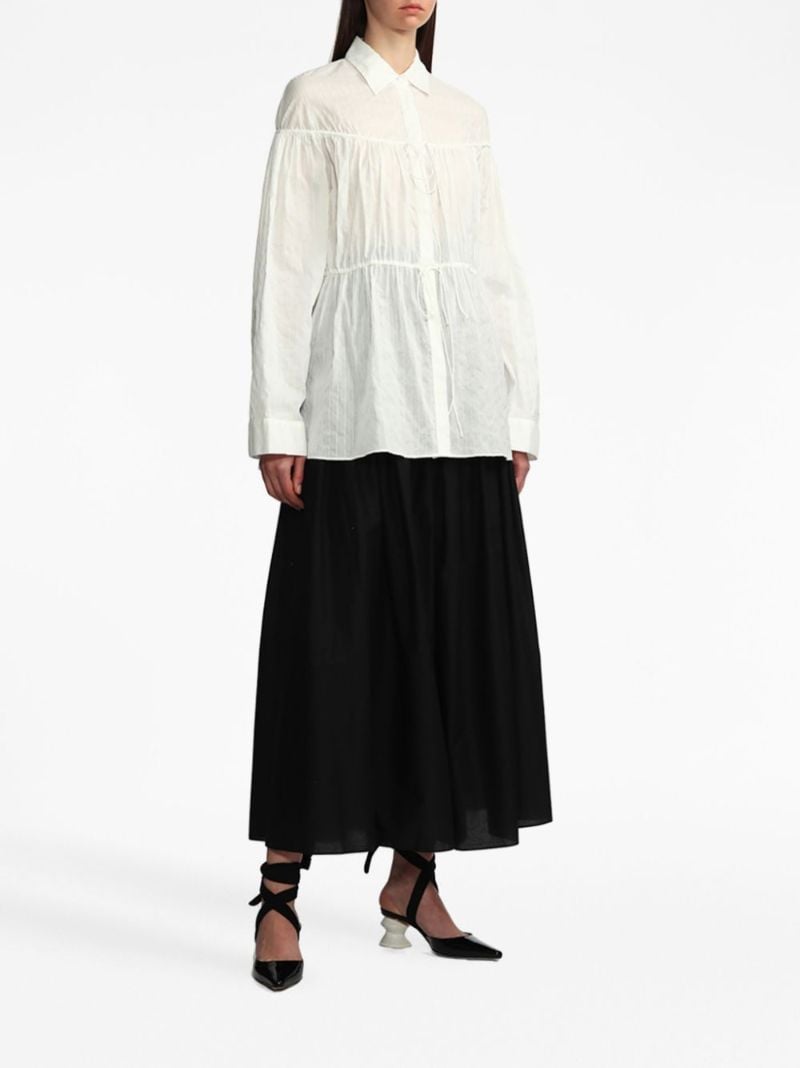 Black Ruched Cotton Maxi Skirt