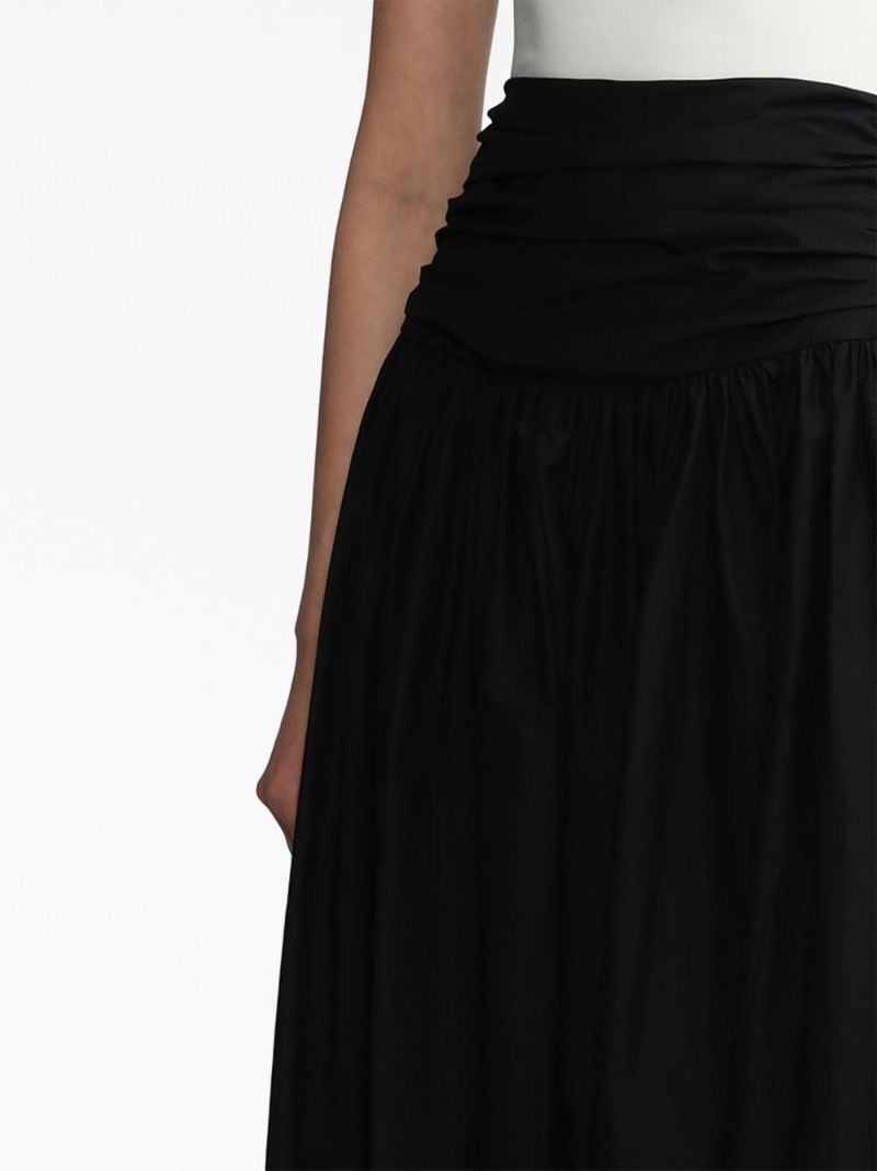 Black Ruched Cotton Maxi Skirt
