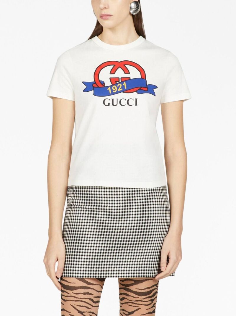 White Logo Print Cotton T-shirt