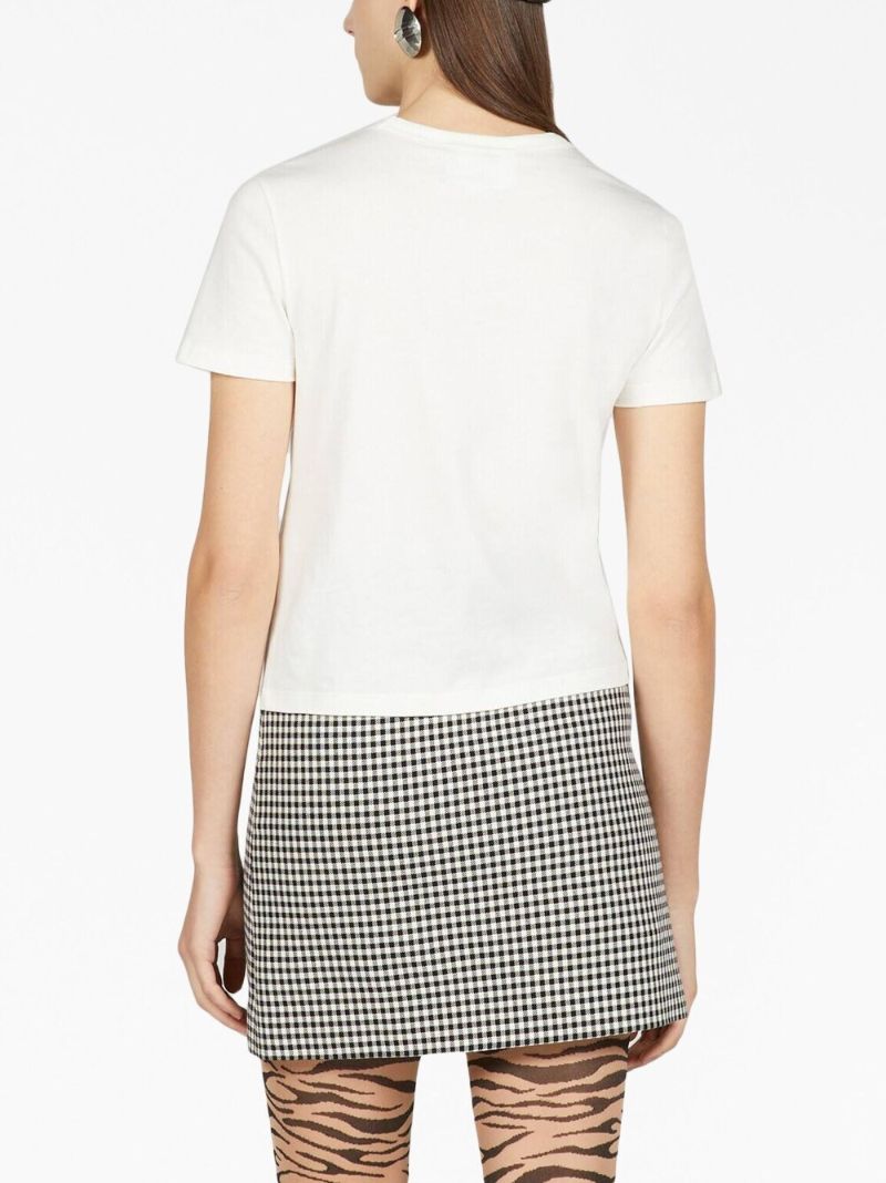 White Logo Print Cotton T-shirt
