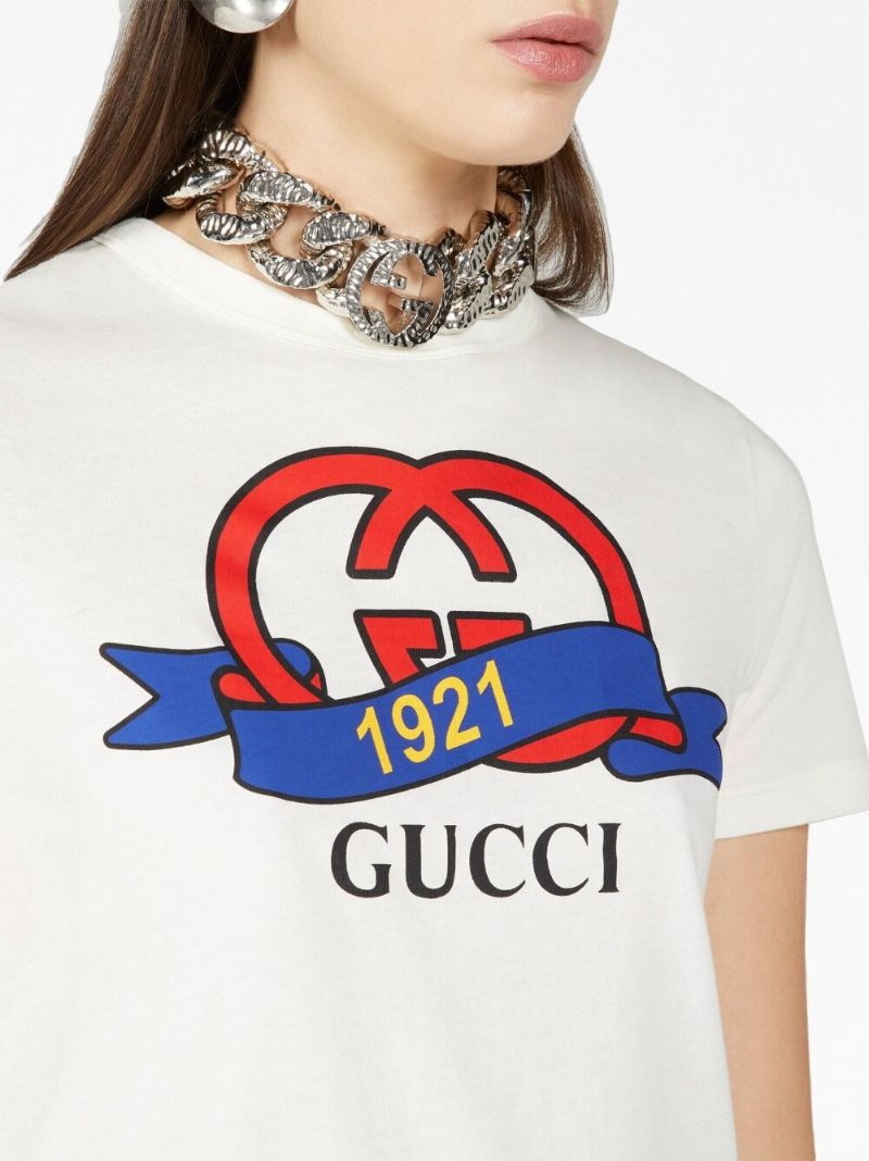 White Logo Print Cotton T-shirt
