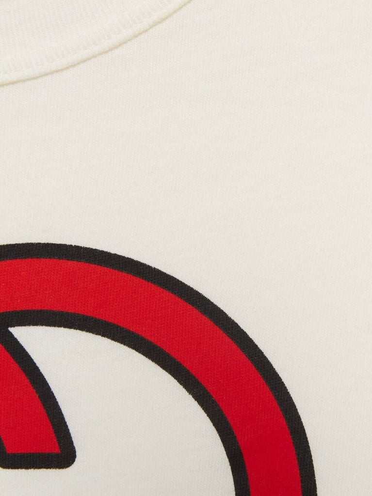 White Logo Print Cotton T-shirt