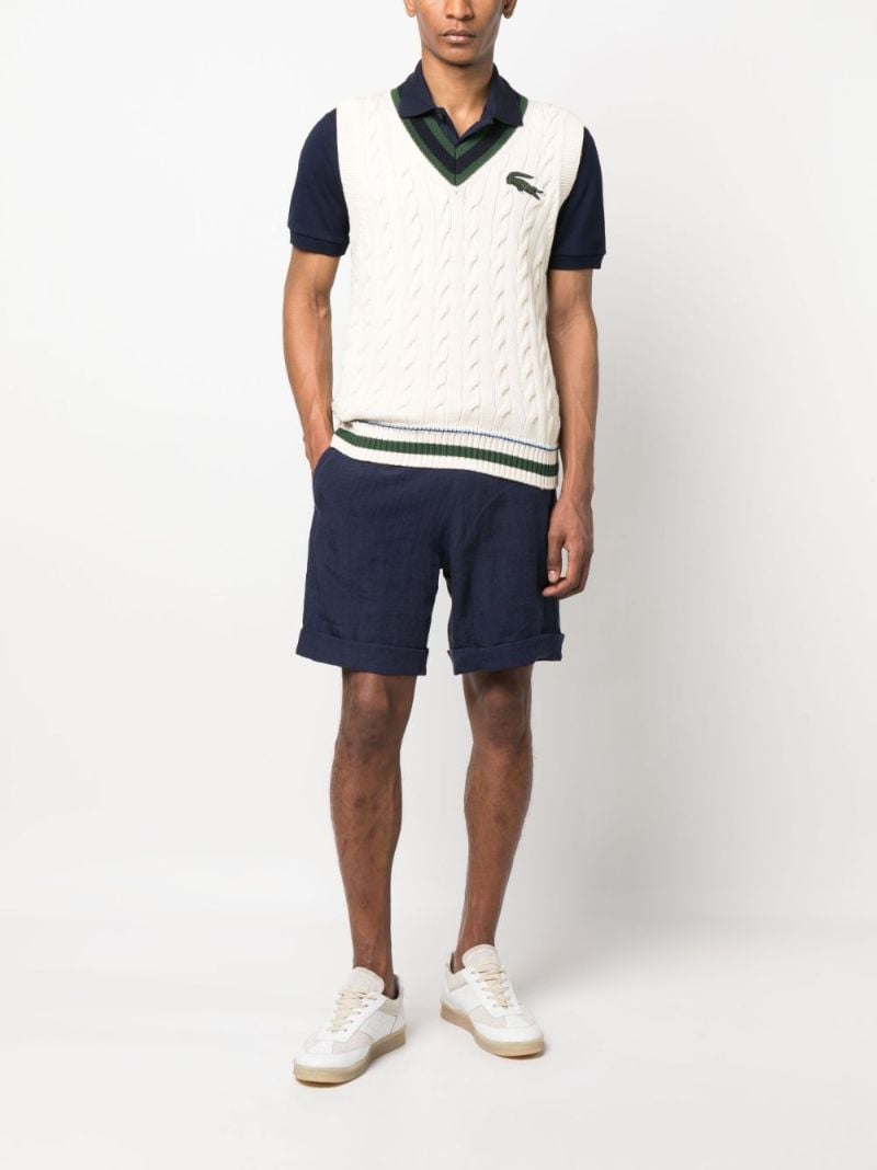 White Cable Knit Logo Patch Top