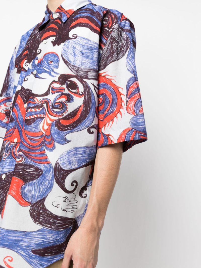 Blue Angkasapura Short-sleeved Printed Shirt