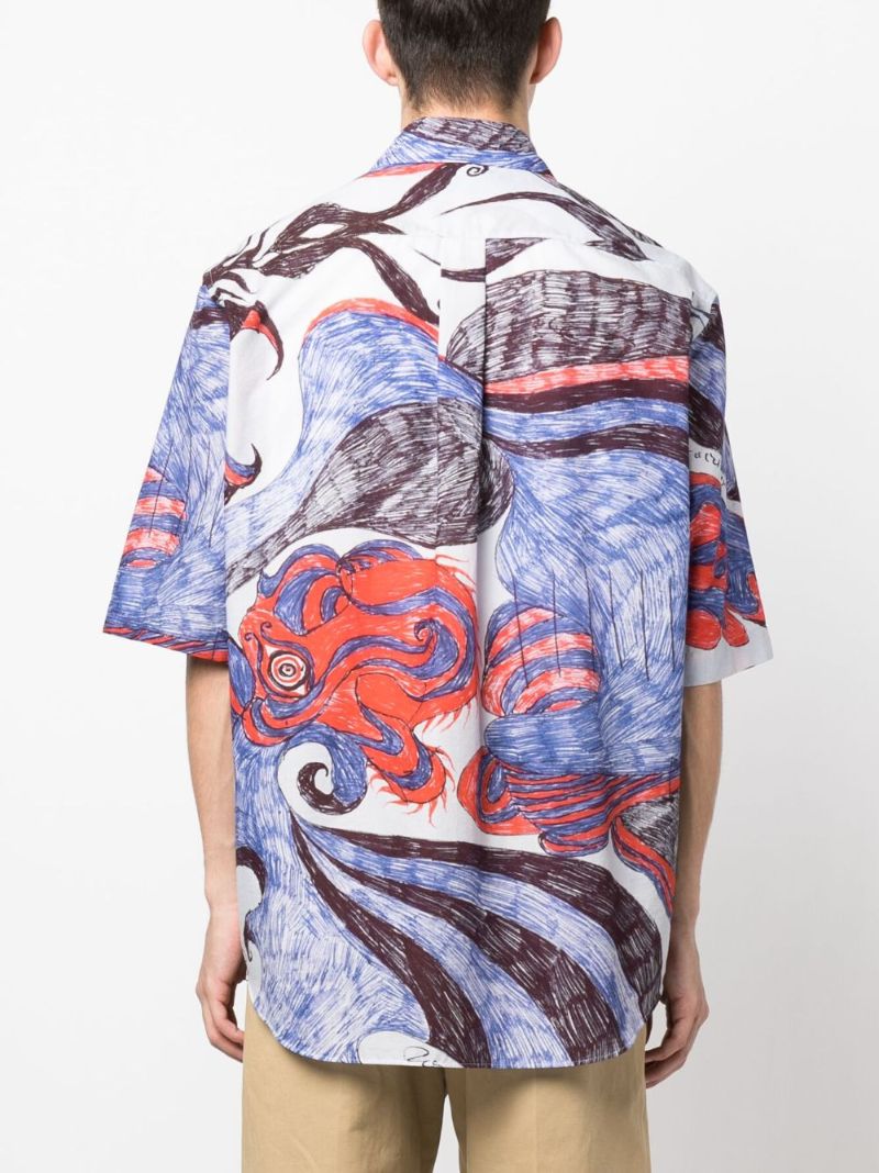 Blue Angkasapura Short-sleeved Printed Shirt