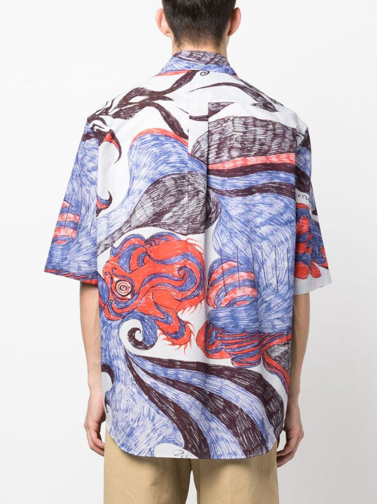 Blue Angkasapura Short-sleeved Printed Shirt