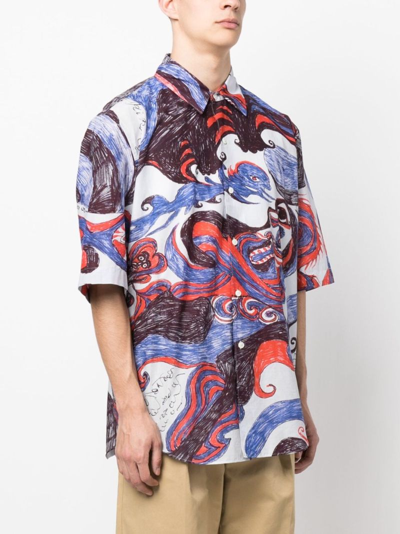 Blue Angkasapura Short-sleeved Printed Shirt
