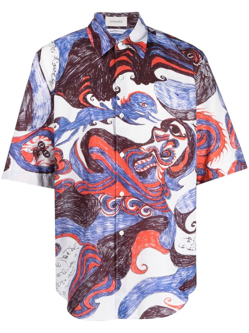 Blue Angkasapura Short-sleeved Printed Shirt