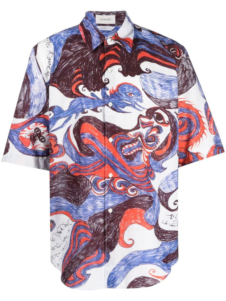 Blue Angkasapura Short-sleeved Printed Shirt