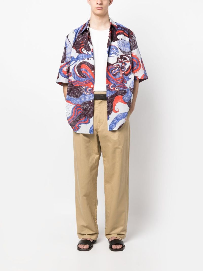 Blue Angkasapura Short-sleeved Printed Shirt
