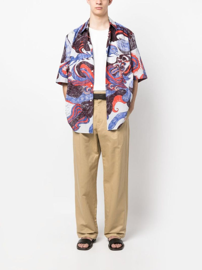 Blue Angkasapura Short-sleeved Printed Shirt