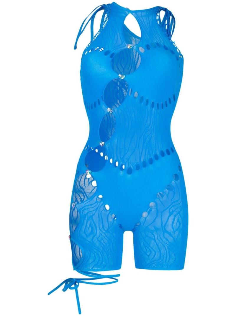 Blue Cleo Perforated Playsuit