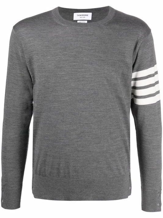 Grey 4-bar Stripe Merino Wool Sweater