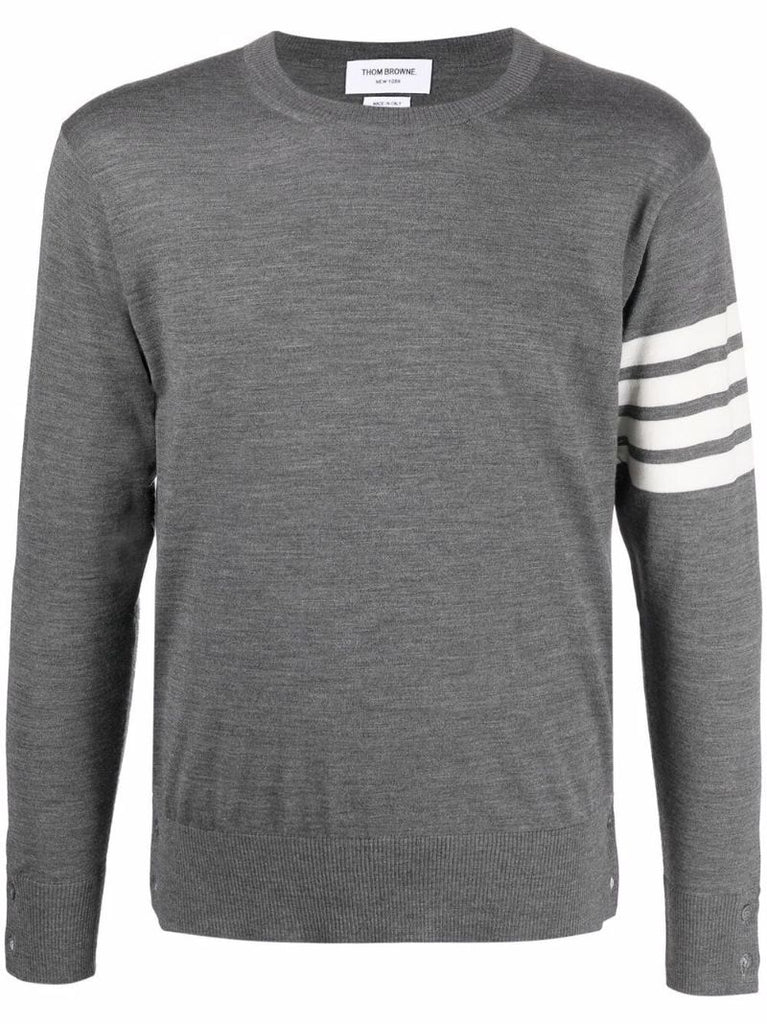 Grey 4-bar Stripe Merino Wool Sweater